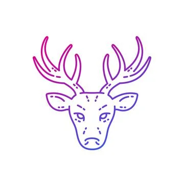 Deer head, stag line vector illustration Stock Illustration