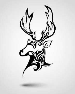 Deer head tattoo Stock Illustration