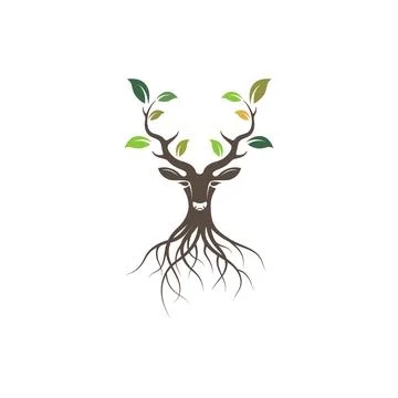 Deer head tree with leaf  concept design icon vector illustration  ilustrat.. Stock Illustration