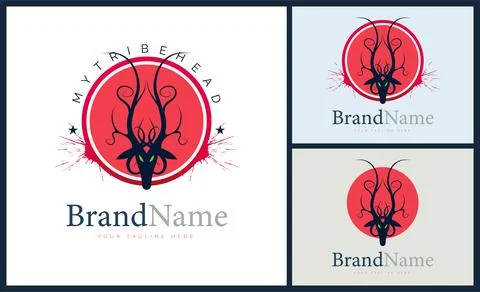 Deer head tribe style logo template design vector Stock Illustration