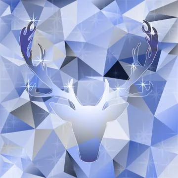 Deer head vector illustration elk silhouette polygonal mosaic abstract Stock Illustration