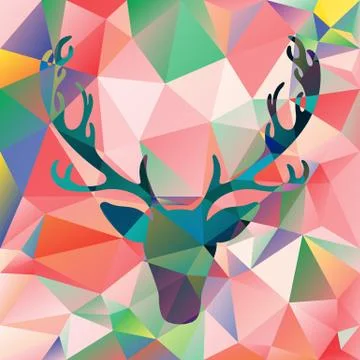 Deer head vector illustration elk silhouette polygonal mosaic abstract Stock Illustration