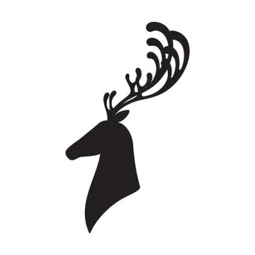 Deer head vector illustration isolated elk silhouette 스톡 일러스트