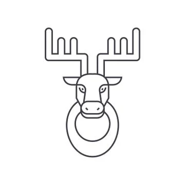 Deer head vector line icon, sign, illustration on background, editable stroke 스톡 일러스트