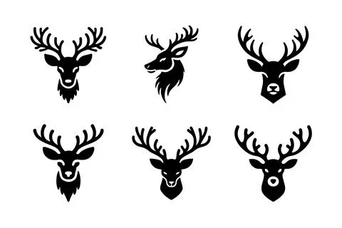 Deer head vector silhouette bundle Stock Illustration