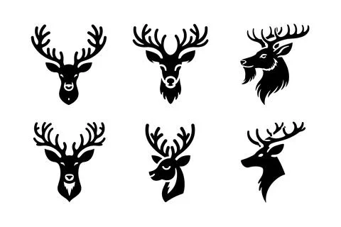 Deer head vector silhouette bundle Stock Illustration