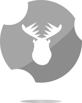 Deer head on web icon button isolated on white Stock Illustration