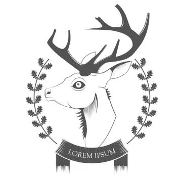 Deer Head on white background Stock Illustration