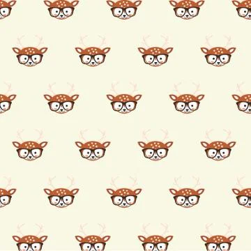 Deer heads seamless pattern. Stock Illustration