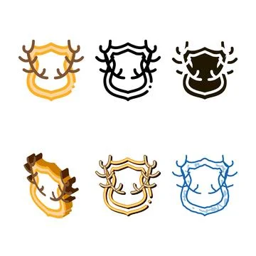 Deer horns icon looks vector outline 库存插图