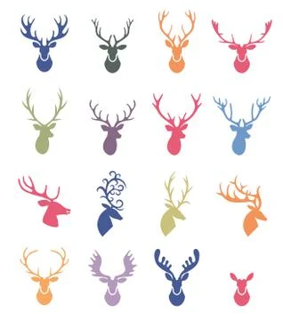 Deer horns label set Stock Illustration