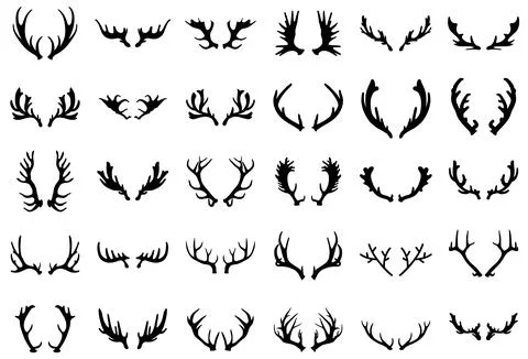 Deer horns silhouettes Stock Illustration