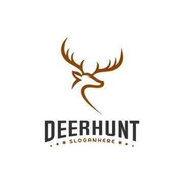 Deer Hunt Logo template, Elegant Deer Head logo designs vector Stock Illustration