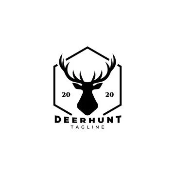 Deer hunt logo vector illustration design, hunter icon , deer head hunter sym Stock Illustration