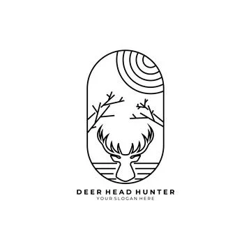 Deer hunt logo vector illustration design, hunter icon , deer head hunter sym Stock Illustration