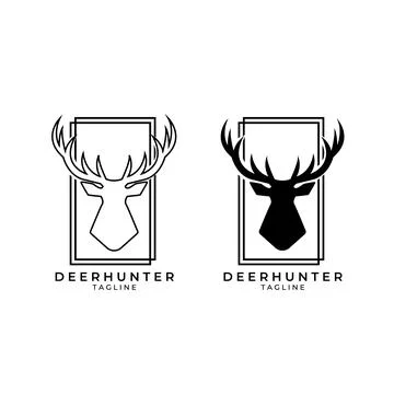 Deer hunt logo vector illustration design, hunter icon , deer head hunter sym Illustrazione stock
