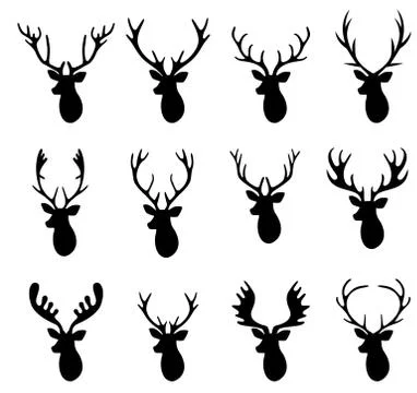 Deer Hunter Heads set. Stock Illustration