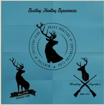 Deer hunting badges Stock Illustration