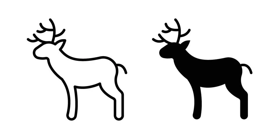 Deer icon silhouette vector set. thin line pack Ilustração Stock