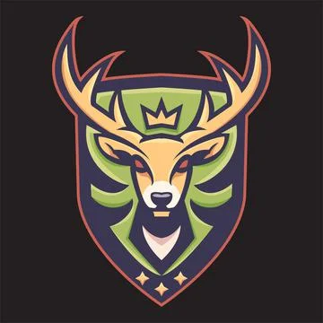 Deer King Three Star With Shield Mascot Logo Concept Vector Illustration. Sui Stock Illustration