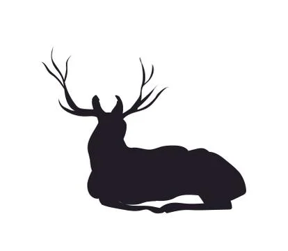 Deer lies, silhouette, vector Illustrazione stock