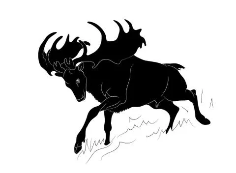 Deer lies, silhouette, vector Stock Illustration