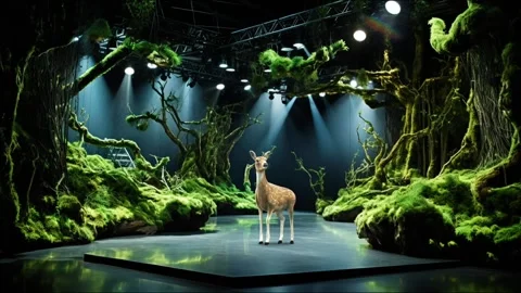 A Deer In Lights Stock Footage 243600954