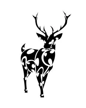 Deer line art black Stock Illustration