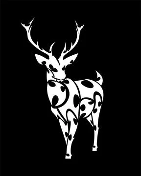 Deer line art white Stock Illustration