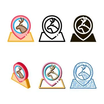 Deer location icon vector outline modern 库存插图