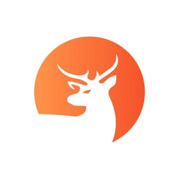 Deer logo creative design with orange circle a modern corporate, abstract letter Illustrazione stock