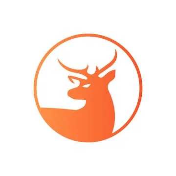 Deer logo creative design with orange circle modern corporate, abstract letter Stock Illustration