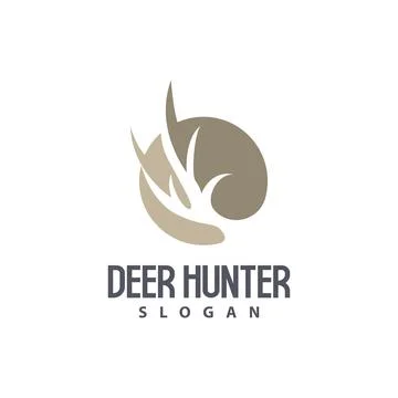 Deer Logo, Deer Hunter Vector, Forest Animal Design, Deer Antlers Retro Vin.. Stock Illustration