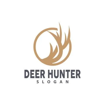 Deer Logo, Deer Hunter Vector, Forest Animal Design, Deer Antlers Retro Vin.. Stock Illustration