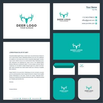 Deer logo design with concept and Premium Vector business card Stock Illustration