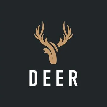 Deer logo design deer hunter concept with black silhouette illustration of .. Stock Illustration