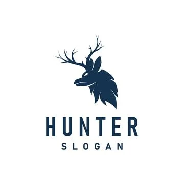 Deer logo design deer hunter concept with black silhouette illustration of .. Stock Illustration