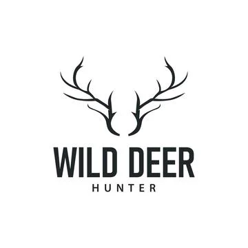 Deer logo design deer hunter concept with black silhouette illustration of .. Stock Illustration