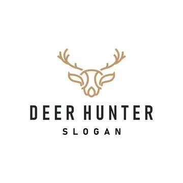 Deer logo design deer hunter concept with black silhouette illustration of .. Stock Illustration