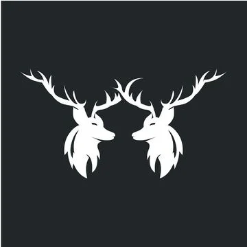 Deer logo design deer hunter concept with black silhouette illustration of .. Stock Illustration