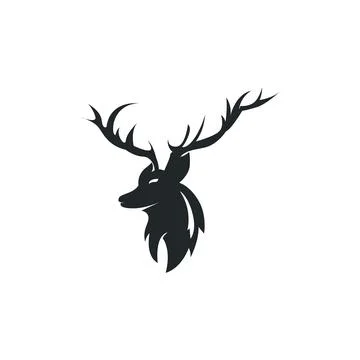 Deer logo design deer hunter concept with black silhouette illustration of .. Stock Illustration