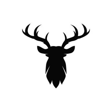 Deer logo design deer hunter concept with black silhouette illustration of .. Stock Illustration