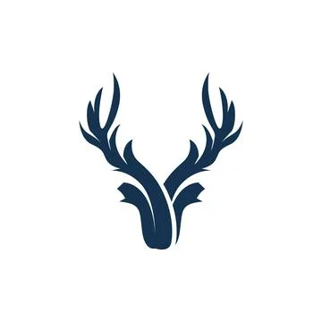 Deer logo design deer hunter concept with black silhouette illustration of .. Stock Illustration