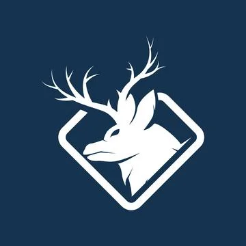 Deer logo design deer hunter concept with black silhouette illustration of .. Stock Illustration