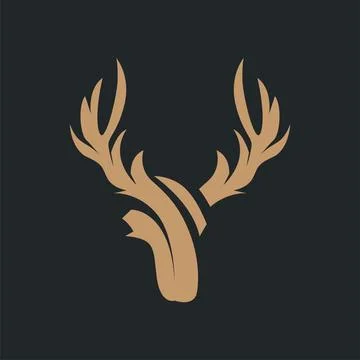 Deer logo design deer hunter concept with black silhouette illustration of .. Stock Illustration