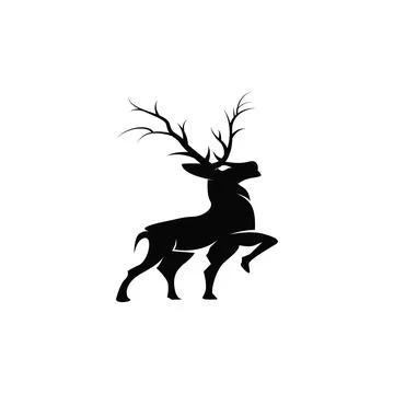 Deer logo design deer hunter concept with black silhouette illustration of .. Stock Illustration