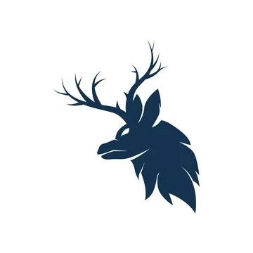 Deer logo design deer hunter concept with black silhouette illustration of .. Stock Illustration