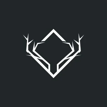 Deer logo design deer hunter concept with black silhouette illustration of .. Stock Illustration
