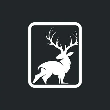 Deer logo design deer hunter concept with black silhouette illustration of .. Stock Illustration