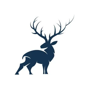 Deer logo design deer hunter concept with black silhouette illustration of .. Stock Illustration